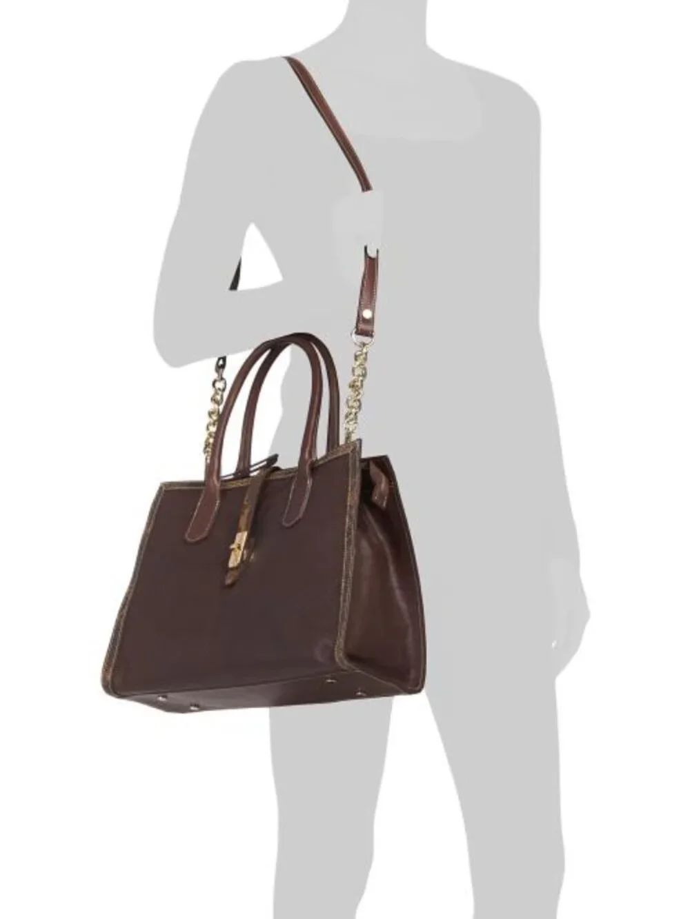 CAVALCANTI Made In Italy Leather Snake Turnlock Satchel